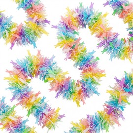 WILLBOND 3 Pieces 49 ft Easter Tinsel Garland Decorations Pastel Pink Blue Yellow Metallic Festooning Garland Glittering Sparkling for Easter Party Spring Festival Indoor Outdoor Hanging Decor Holiday