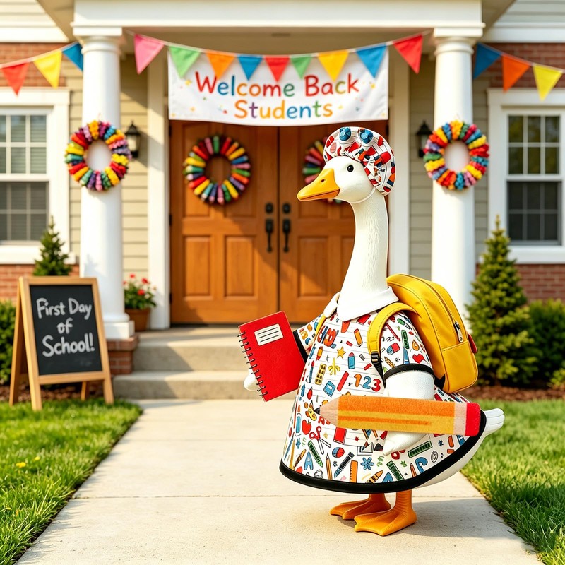 Back to School Porch Goose Outfits Fits 23 inch Cement/Plastic