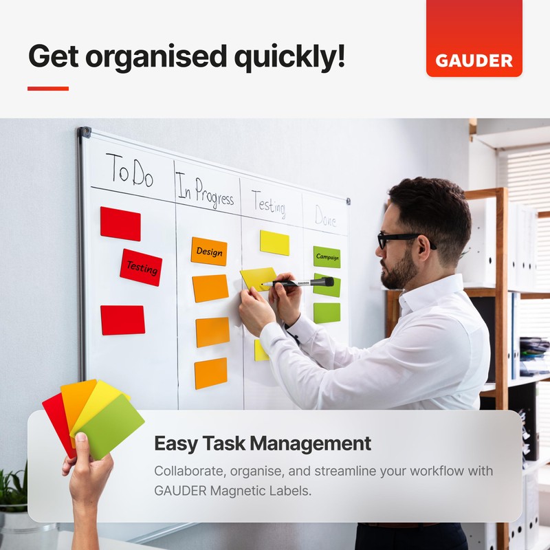 GAUDER Magnetic Dry Erase Labels | Magnetic Labels to write