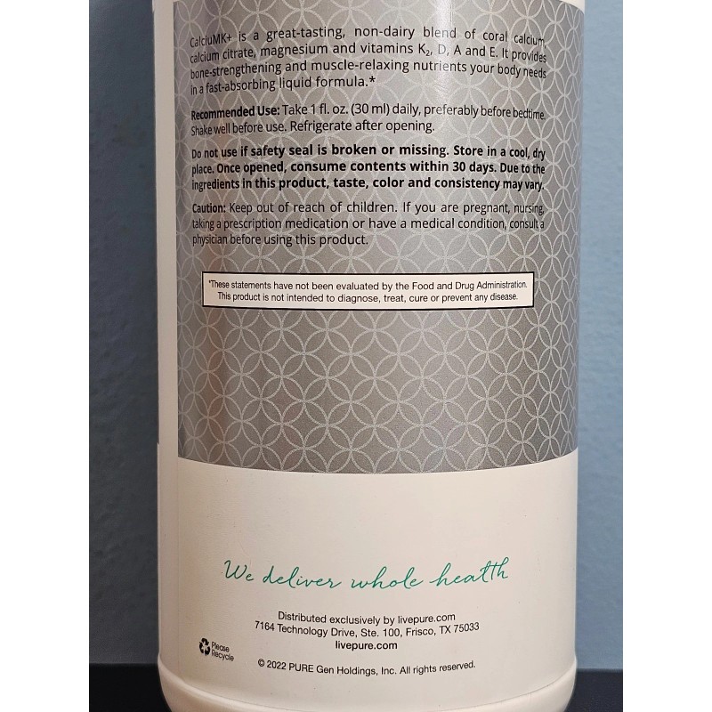 Live Pure CalciuMK+ Comprehensive Liquid Blend 32 fl oz Exp