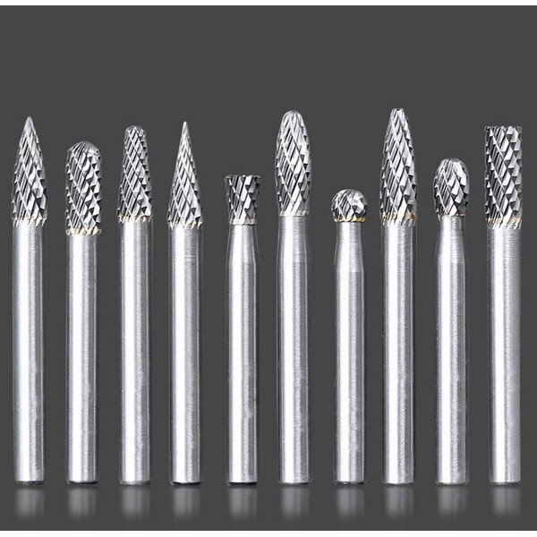 10pcs Carbide Burrs Set, 1/4"Cutting Diameter 1/4"(6mm) Shank Diameter Double