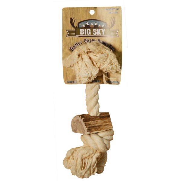 Scott Pet 5/8" X 8" 1 Piece Rope Toy With Antler, Small, White