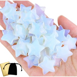 DUQGUHO 20 Pcs Opalite Crystals Star Healing Crystal Set Polished Stone Protection Sacred Meditation Energy Reiki Balancing Opal Crystal