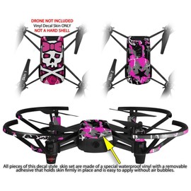 Skin Decal Wrap 2 Pack for DJI Ryze Tello Drone Pink Bow Princess Drone NOT Included