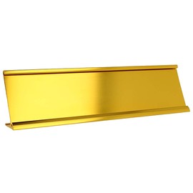 2" x 8" Aluminum Name Plate Holder for Desk - Office Business Door Sign Holder - Gold