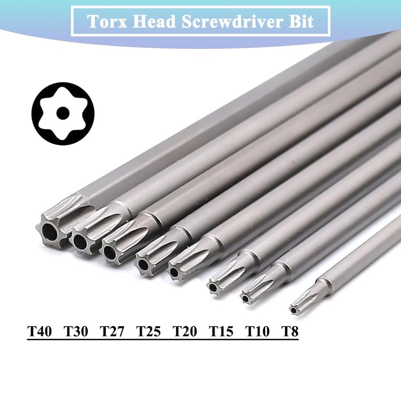 Teocpai 8Pcs Torx Security Screwdriver Bits Set 200mm Magnetic Torx