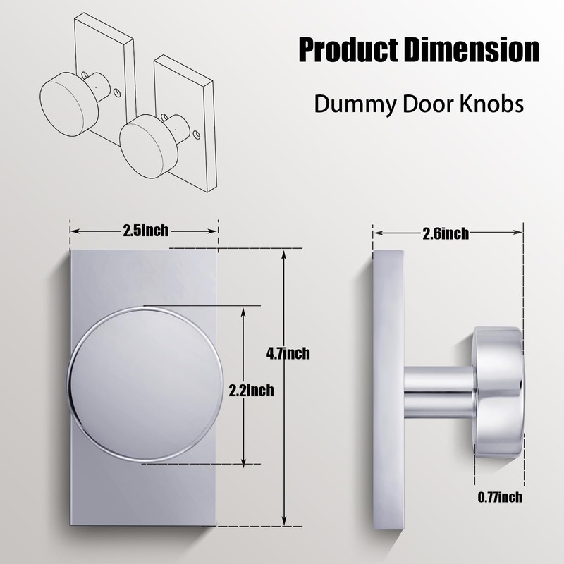 ToPToToo Dummy Door Knobs Interior, Inactive Door Knobs for Closet,