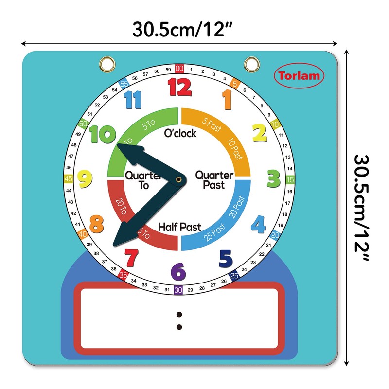 Large Magnetic Dry Erase Learning Clock for Kids Learn to