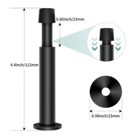 KOLAKO Door Stopper, Door Stop Black - 4.4 Inch, Door Stoppers Bumper Wall Protector with Soft Rubber Tips, 2 Pack, Matte Black