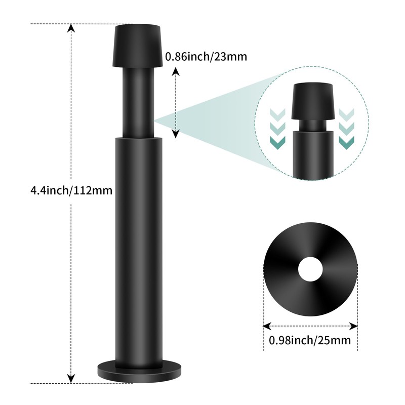 KOLAKO Door Stopper, Door Stop Black - 4.4 Inch, Door