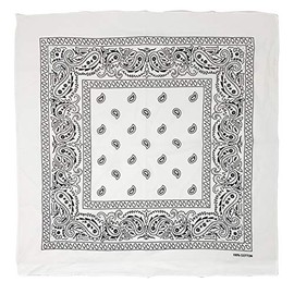 allgala 12 Pack 100% Cotton Premium Bandanas Head Band Wrap Scarf-White-HA55901