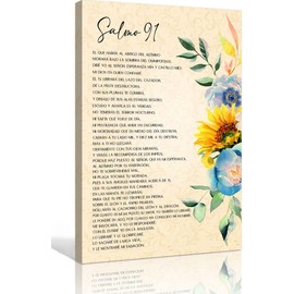 Psalm 91 Wall Art Spanish Bible Verses Wall Decor Framed Motivational Quotes Pictures Christian Wall Art Prints 08x12 inches