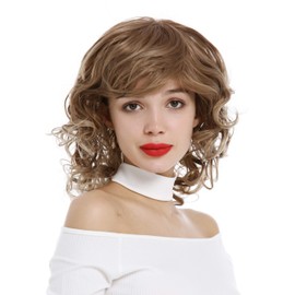 WIG ME UP - ETW-7155AHT-12T16 Lady wig shoulder-length medium long curled curls parting streaked mix of middle brown hues