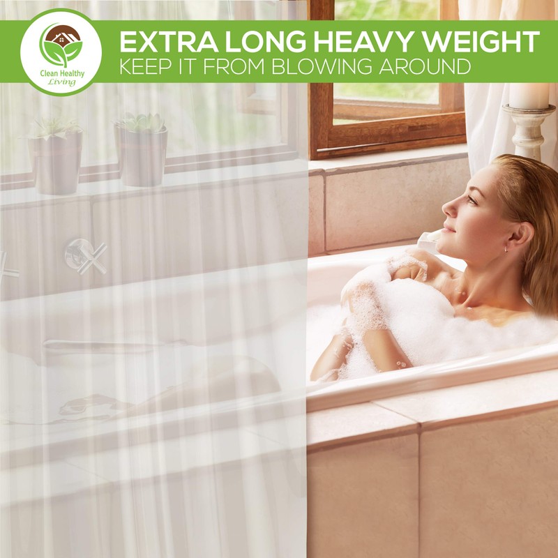 XL Heavy Duty PEVA Frost Shower Curtain Liner with Suction
