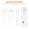 Kichvoe 6pcs Glass Straws with Design Flower Glass Straws Reusable