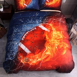 Dthome 3D Sports Football Duvet Cover Set Bedding Football Microfiber Sport Duvet Cover Set for Boys, Girls and Teens-(No Comforter and Sheet)-2PCS-1xDuvet Cover+1xPillowcases,Twin Size