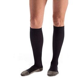 CAROLON Health Support Cushion Foot Knee Sock, Travel, Black, A Regular - 1 Pair