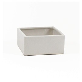 WGV Block Ceramic Vase, Width 8", Height 4", Elegant Morden Short Square Floral Planter Terrarium Container Table Dresser for Event Accent Home Office Decor White 1 Piece