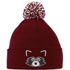 Hippowarehouse Cute Raccoon Face Embroidered Beanie Hat with Bobble Maroon