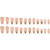 24Pcs Gold French Tip Press on Nails Medium Almond Fake