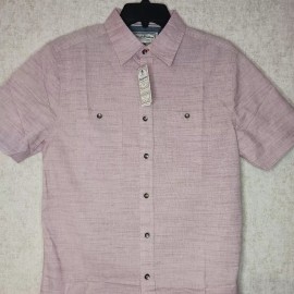 Flag and Anthem Button Down Dress Shirt Mens Size S Mauve Premium Goods Quality