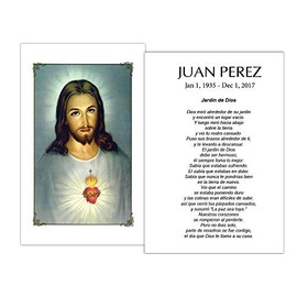 Amor Memorials Stationery Tarjetas Funerales De Recordatorio FPC1008ES Sagrado corazon de Jesus (Impreso personalizado - Seleccione oración deseada)