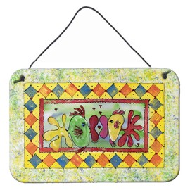 Caroline's Treasures 8074DS812 Kissing Fish Wall or Door Hanging Prints Aluminum Metal Sign Kitchen Wall Bar Bathroom Plaque Home Decor, 8x12, Multicolor