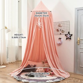 MetalNuts Large Bed Canopy for Kids – Round Dome Mosquito Net, Girls Princess Play Tent, Nursery Room Decoration for Baby, Cozy & Soft Bed Canopy for Children, Ideal for Kids’ Bed or Crib,Pink