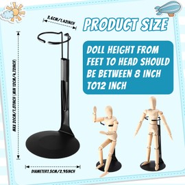 Yaocom 24 Pcs Doll Stands Adjustable Action Figure Stands with Expandable Waist Wire for 8"-12" Dolls Action Figure(Black)