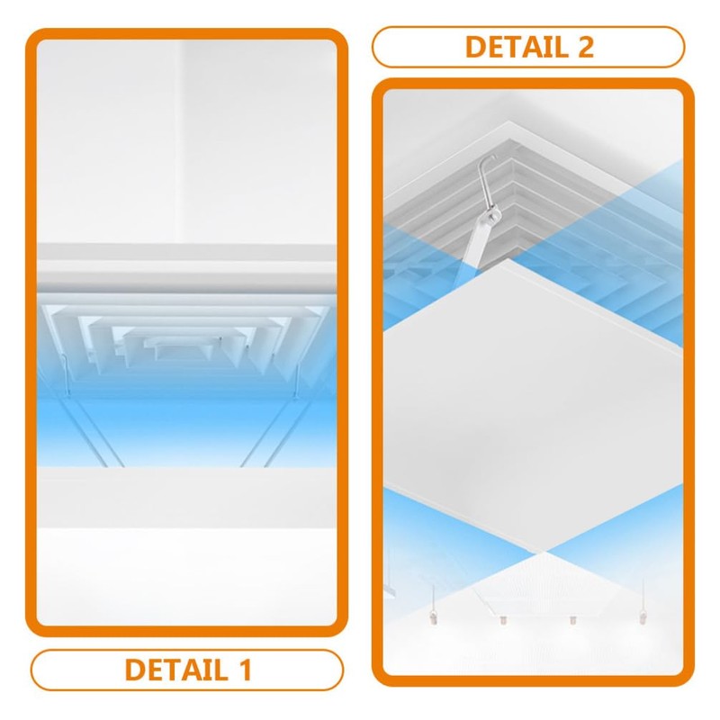 TEHAUX Air Conditioner Vent Deflector - Square 35x35cm White Ceiling