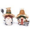 Hodao Farm Gnome Couple Figurines - Rustic Straw Hats &