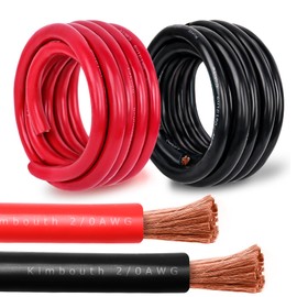 Kimbluth 2/0 Gauge Battery Cable Copper Wire, 5FT Red+5FT Black 2/0 AWG Welding Cable Standard USA OFC Wire for Automotive, Battery, Solar, Marine and Generator
