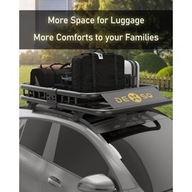 DEXSO 46" x 36" Universal Roof Rack Basket with Cargo Net, 200 Lbs Capacity Rooftop Cargo Carrier Basket, Heavy Duty Luggage Holder Rack for SUVs, Trucks, Vehicles