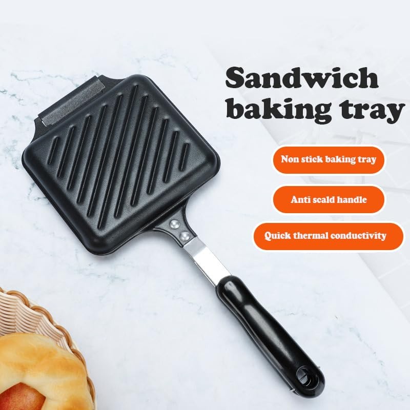 Sandwich Maker, Grilled Panini Maker Pan with Non-Stick Plates, Stovetop