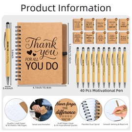 80Pcs/40 Sets Employee Appreciation Gifts Bulk, 40 Inspirational Notebooks & 40 Motivational Pens for Coworker Gifts, Teacher, Team Building, Nurse, Volunteer, DSP, Housekeeping, EVS Staff Office Gift