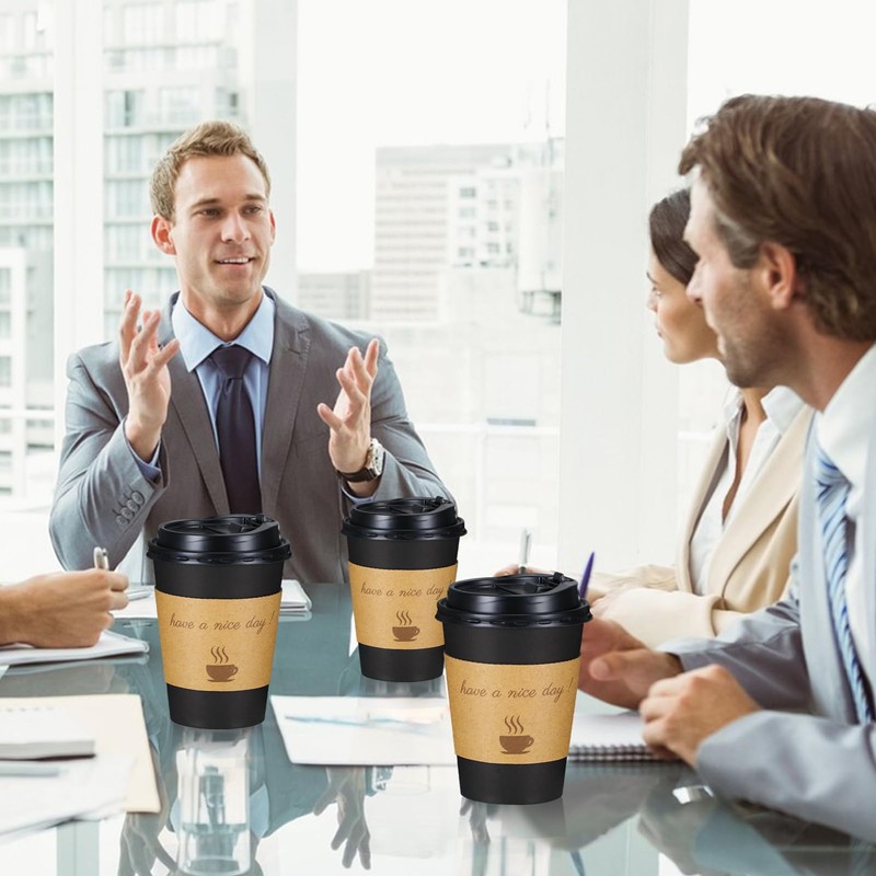 Lamosi 12 OZ Coffee Cups with Lids 500 Pack, Disposable