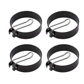 Pack of 4 Stainless Steel Egg Ring, Round Omelette Shape for Eggs, Cooking, Non-Stick Egg Rings with Folding Handles, Can Be Used for Pancakes, Hamburgers, Omelets (Black)