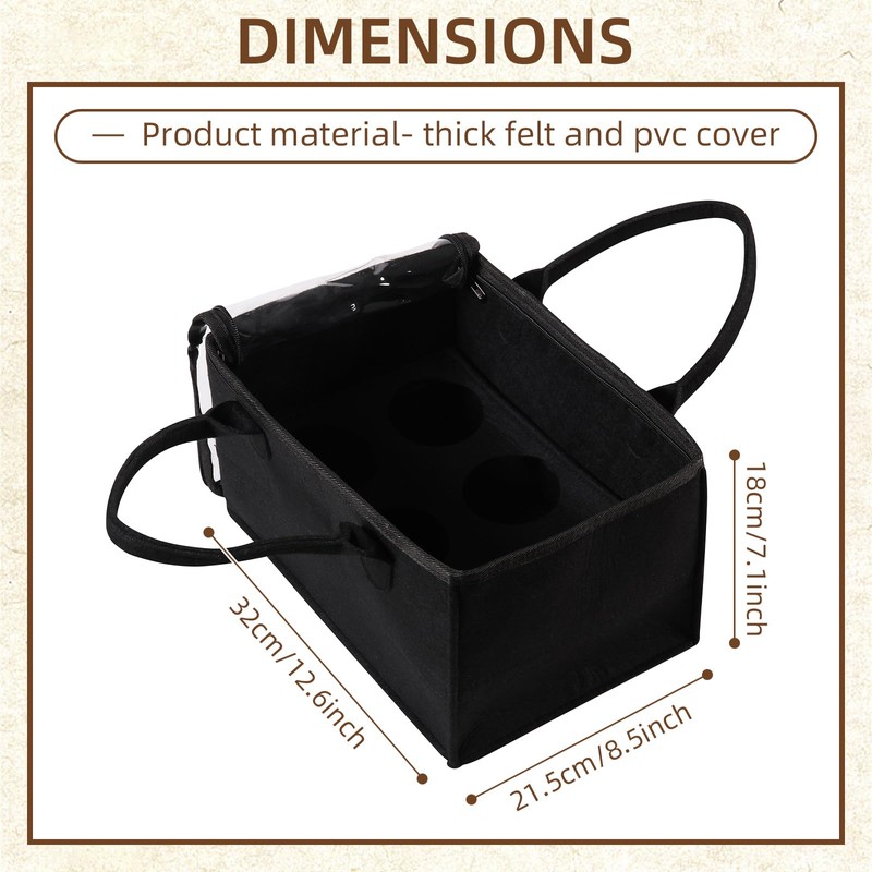 Cskunxia Portable Drink Carrier, 6-Cup Holder with Handle, black