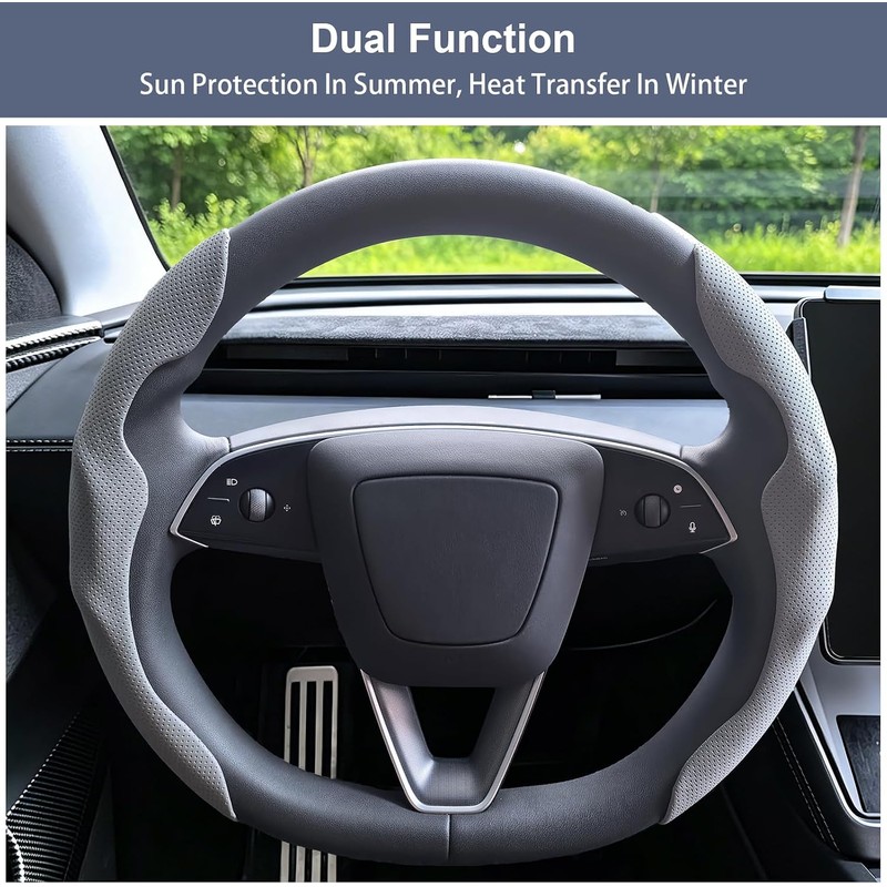 Funda para volante Tesla modelo 3/Y 2016-2025 2026 Juniper/Highland (gris)