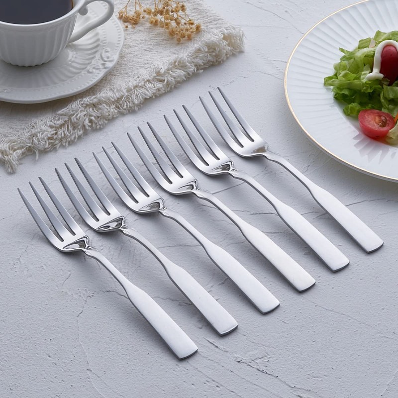 FULLYWARE 3-Tine Fork, Stainless Steel 7.6” Dinner Silverware Fork, Metal