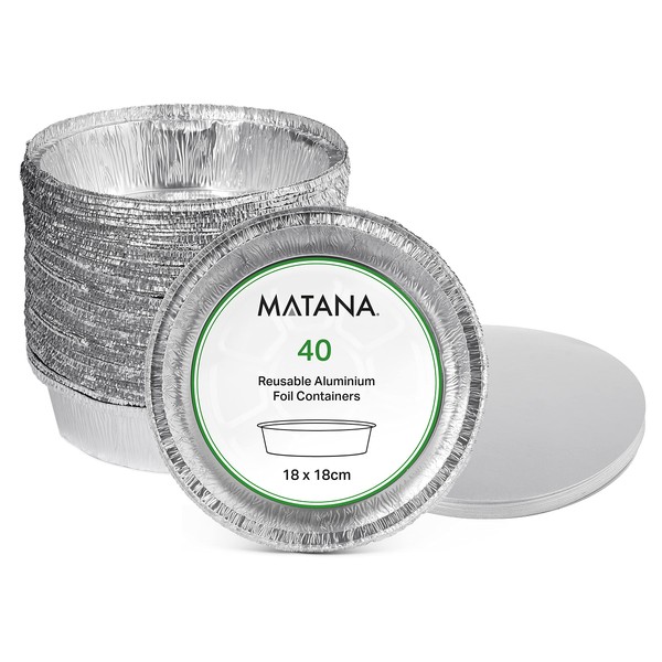 MATANA - 40 7" Round Aluminium Foil Baking Trays, Perfect