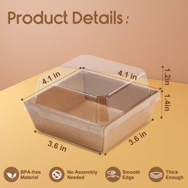 Cinccoke Cinccoke 100 Pack Charcuterie Boxes with Clear Lids, Mini Disposable Square Dessert Boxes 4x4 Inch Bakery Snack Boxes to Go Food Containers for Sandwich, Sushi, Donuts & Cake Slice