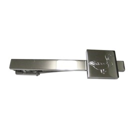 Silver Toned Square Etched Mallard Duck Bird Tie Clip