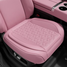 DOMAL Car Seat Covers Front Bottom Seat Covers,Anti-Slip and Wrap Around Automotive Seat Cushion Covers,Universal Luxary Leather Car Seat Cover Fit for 95% Vehicles (Bottom-Pink, 2PCS)
