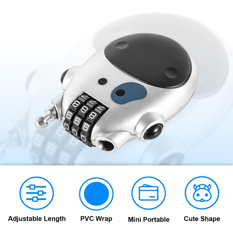 2Pcs Retractable Wire Combination Lock, 3 Digit Cod Anti-Theft Telescopic