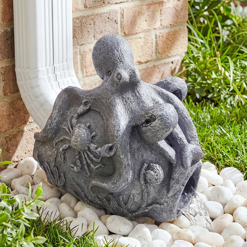 Euiroet Funny Octopus Sculpture Gutter Downspout Extender,Garden Statue Ornament,Decor Downspout