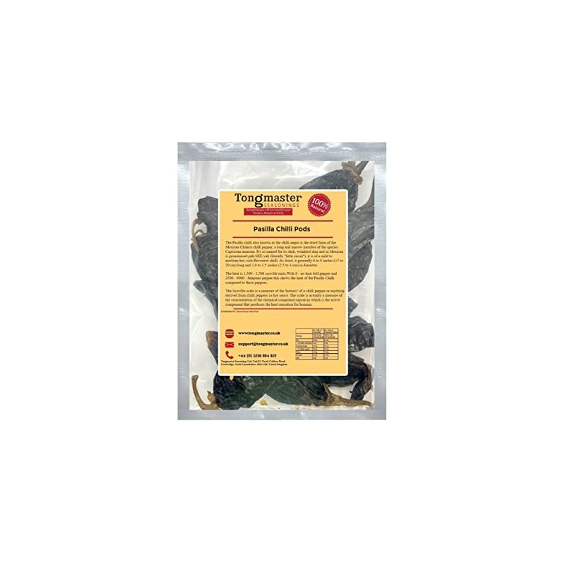 Dried Whole Pasilla Chilli pods - 100g (10 pods)