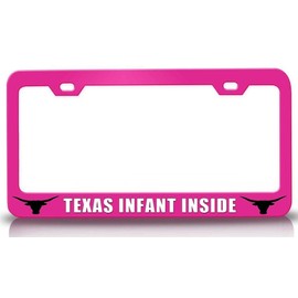 Custom Brother - Texas Infant Inside Texas Horn Style Metal Car SUV Truck License Plate Frame Pn j29
