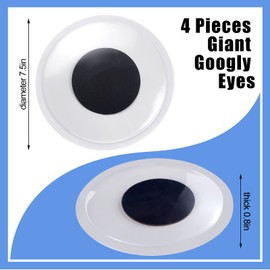4 Pieces Large Googly Eyes 7.5 Inches Self Adhesive Giant Googly Wiggle Eyes Round Big Wobbly Eye Stickers Jiggle Craft Eyes Toy Accessories for Christmas DIY Decorations Gag & Practical Jokes