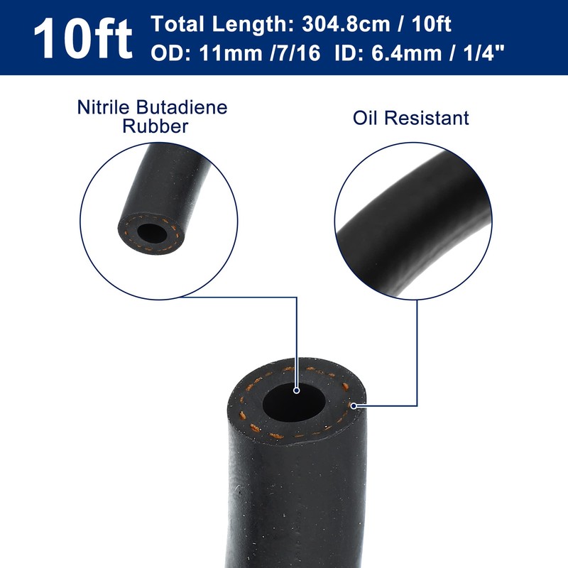 X AUTOHAUX Car 10ft Fuel Line 1/4" ID 7/16" OD